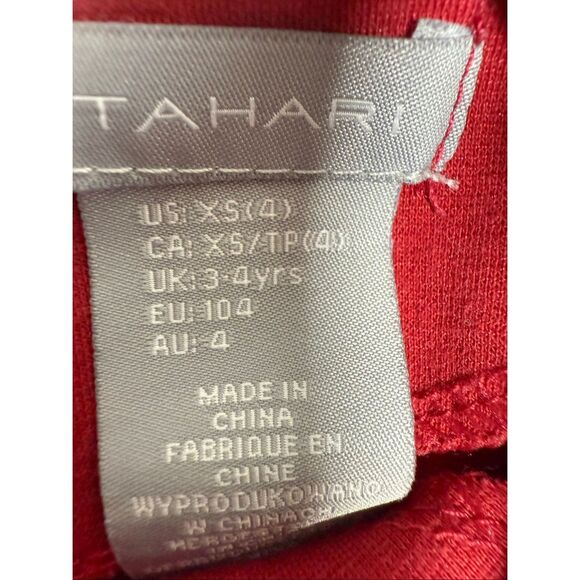 Tahari Baby RedDress Holiday Formal Classic Bow Cotton Blend Sz XS(4) Lace Trim - Picture 2 of 7